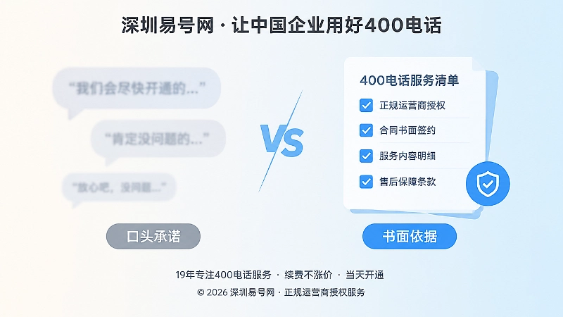 口头承诺与书面依据对比的扁平化插画